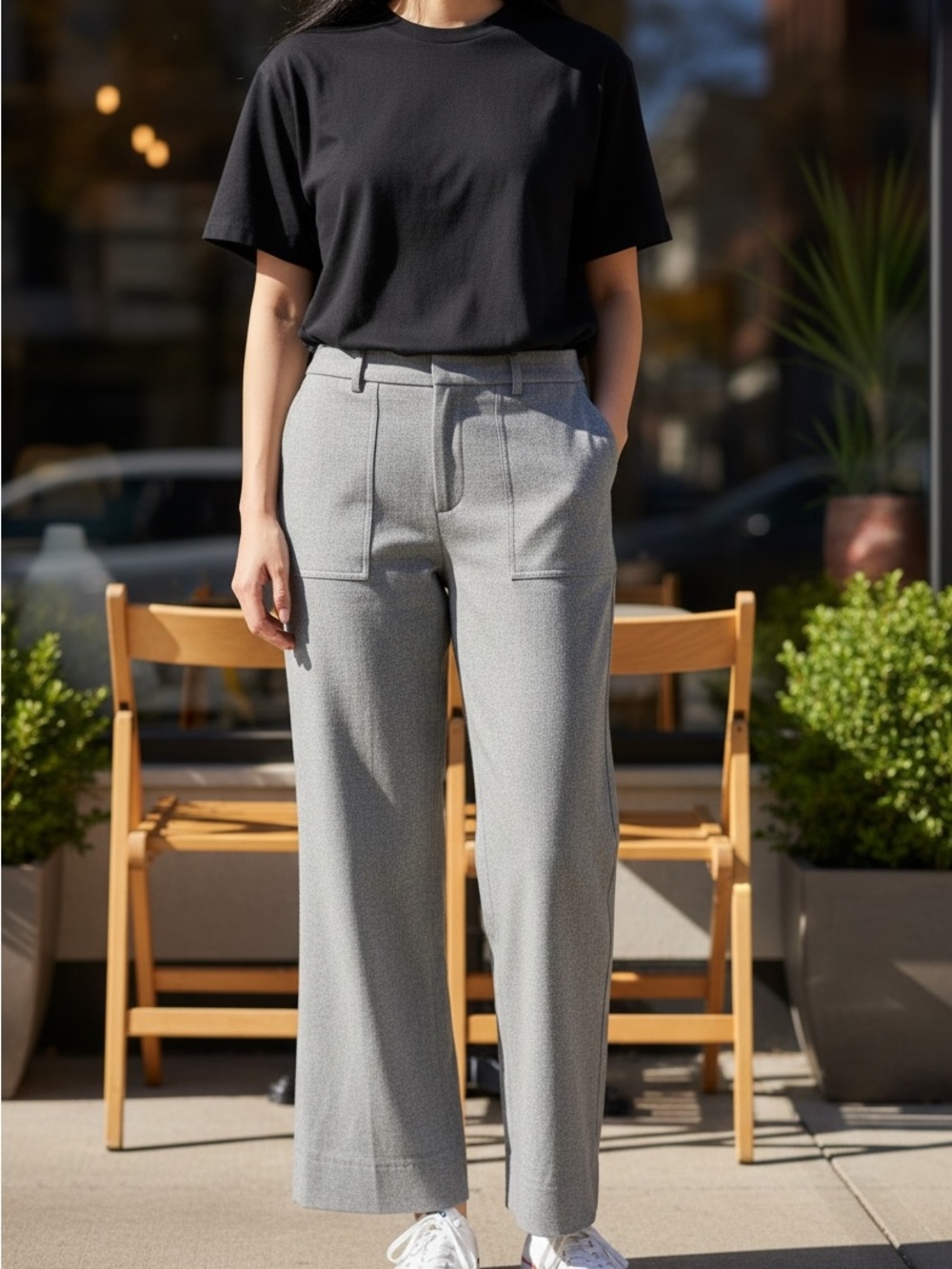 Suzy Classic High-Rise Wide-Leg Pants - Gray size 13/14